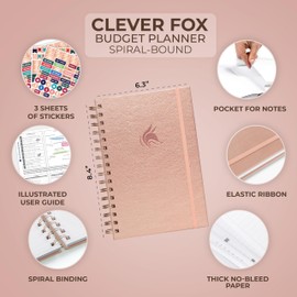 Clever Fox Budget Planner Spiral – Expense Tracker Notebook – Monthly Budgeting Organizer, Finance Logbook & Accounts Book to Control Your Money – Undated Bill Tracker, 6.3x8.4” - Rose Gold