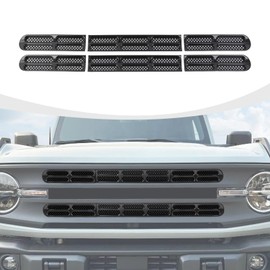 RAZPOY for Bronco Grill Inserts, 6PCS Front Grille Mesh Inserts Cover Trim Guard Compatible with 2021-2023 Ford Bronco Exterior Accessories, Carbon Fiber