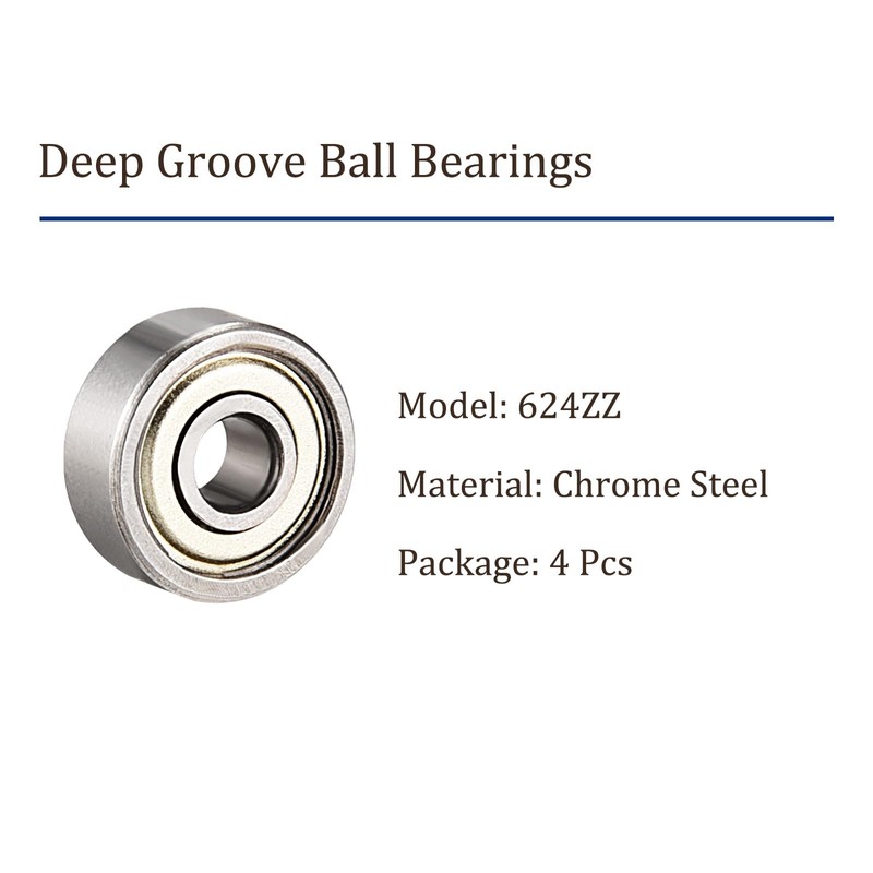 Kozelo 4pcs 624ZZ Deep Groove Ball Bearings - [4mm x