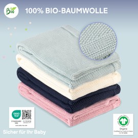 Sweety Fox - Baby Blanket 80 x 100 cm - 100% Organic Cotton GOTS and Oeko-Tex® Certified - Available in 4 Colours