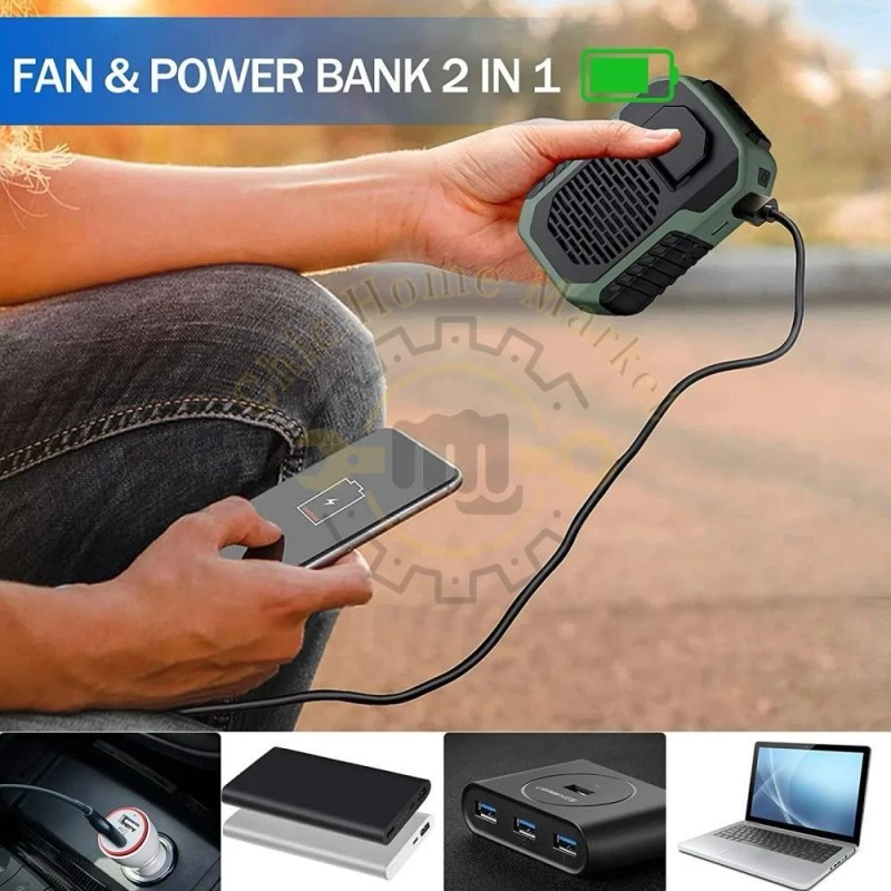 Portable Waist Fan Clip On 6000mAh Rechargeable Personal Cooling Neck