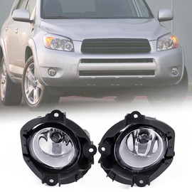 PIT66 Front Bumper Fog Lights, Compatible with Toyota Rav-4 2006 2007 2008 Bumper Fog Lights Lamps Assembly Driver & Passenger Side Left/Right Clear 812100D042, 812200D042, SC2593100