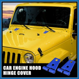 A ABSOPRO 2 Pcs Front Engine Hood Hinge Cover Trim Exterior Accessories for Jeep Wrangler JK Unlimited Sahara Rubicon 2-Door 4-Door 2007-2018 Dark Blue Item Replacement