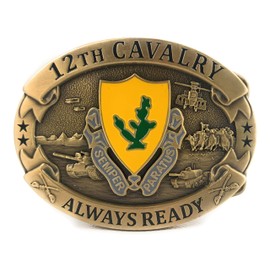 US Army 12th Cavalry Regiment, Semper Paratus DUI Crest Brass Belt Buckle