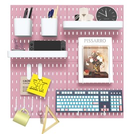VEOFEMLEA Pegboard Combination Kit, 4 Peg Boards Pink Pegboard for Walls, Office Wall Organizer, Gaming Room Wall, Nursery Storage, 22"x22"