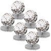 WUIOWPPIC 6 Pcs Silver Disco Theme Party Honeycomb Centerpieces