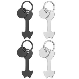 4 Set Rolley Key Token Release Tool,Stainless Steel Removable Shopping,Trolley Key Reusable Shopping Cart Unlocker,Trolley Coin Keyring for Removable Shoppings Carts (Black and Sliver)
