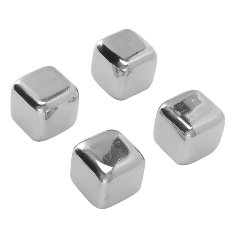 4Pcs Stainless Steel Ice Cubes Reuseable Polishing Beverage Chilling Stones