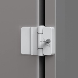 1 Pack Refrigerator Door Locks Double Button Adhesive Fridge Lock with Keys, File Drawer Lock, Child Proof Freezer Door Lock and Child Baby Safety Cabinet Locks