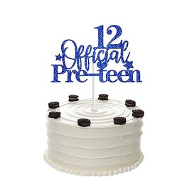 Decoración para tartas de 12 cumpleaños, decoración oficial para tartas preadolescentes de 12 años, color azul brillante para niños y niñas de 12 años (azul)