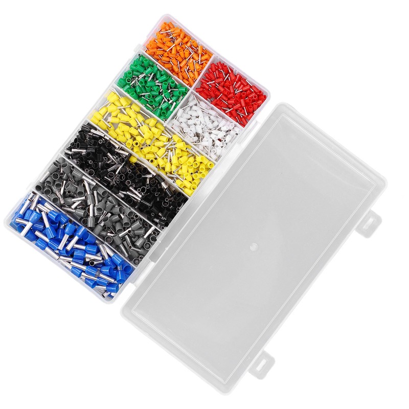 1000Pcs Wire Ferrules Terminals Kit Brass PP Ferrules Crimping Kits