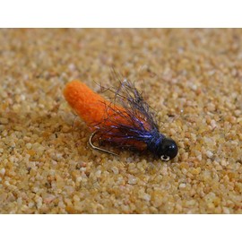 Tungsten Mop Jig Fly Size #10 - Euro Nymph tied on Hanak Hooks - 6ct Pack (Orange Hook #10)