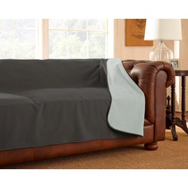 Mambe 100% Waterproof Furniture Cover Blanket for Dogs and Cats, Protection for Bed Couch Sofa Recliner Carpet, Soft Durable Washable Microfleece, Slate-Mist, 70x70 inches