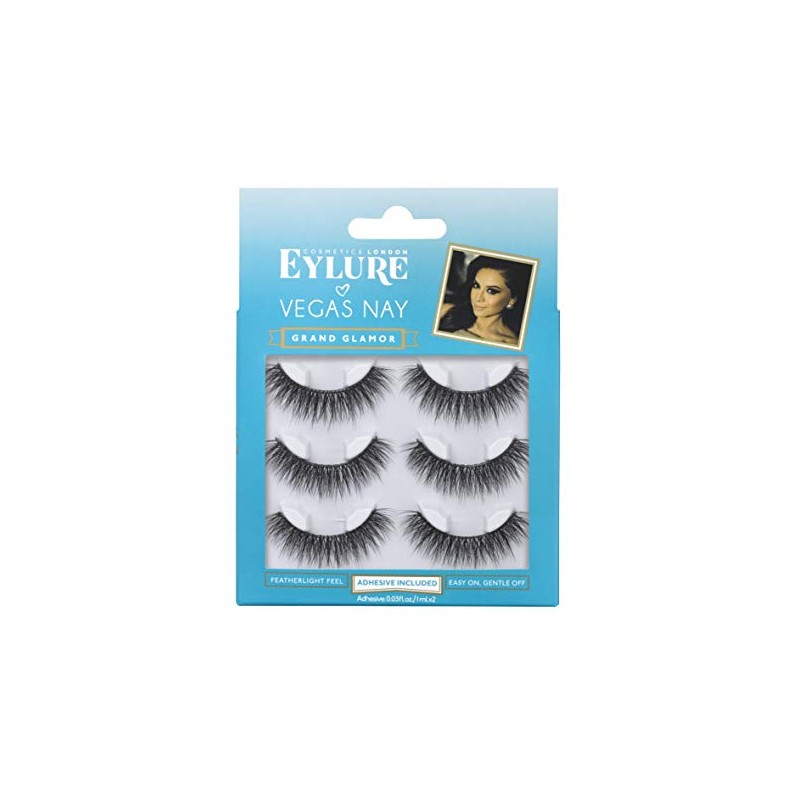 Eylure Vegas Nay Grand Glamour, Multi Pack, Reusable, Adhesive Included,