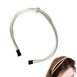 Headband Thin Faux Leather PU Leather Headband Knot Headband Hair Hoop Hair Accessories (Off White, One Size)
