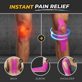 Kinesiology Tape-Incredible Support for Athletic Sports and Recovery+Free Taping Guide-Uncut 2 inch 16.4 feet Roll (Wild Pink (Pack of 2) + Free Taping Guide)