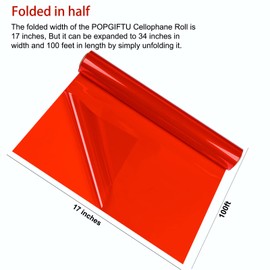 POPGIFTU Cellophane Wrap Roll Red | Unfolded 34in Wide X 100ft Long | 3Mil Thick Translucent Royal Red | Gifts, Baskets,Treats, Cellophane Wrapping Paper | Colorful Cello Décor, Decorations
