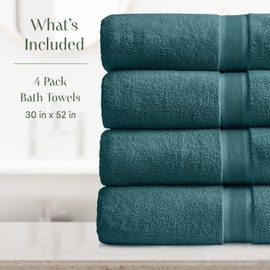 Springtree Home Luxury Viscose from Bamboo Bath Towel Set of 4 | 35% Viscose from Bamboo - 65% Cotton | Absorbent Quick-Dry Towels for Bathroom | Oeko-TEX Standard 100 Cotton | Deep Teal
