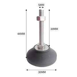 BORDSTRACT Rubber Base Levelers, 2 Pcs M5 Adjustable Furniture Legs, Threaded Metal Leveling Feet, Easily Adjustable Furniture Levelers, for All Types of Furniture Feet, Shelf(D30*M5*L30)