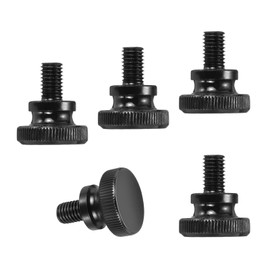 sourcing map M10x16mm Knurled Thumb Screws, Black Steel Flat Head Thumb Screws Zinc Plated Metric Knurled Head Bolts with Shoulder Grip Knobs Hand Tighten Thread Fasteners, 5 Pcs