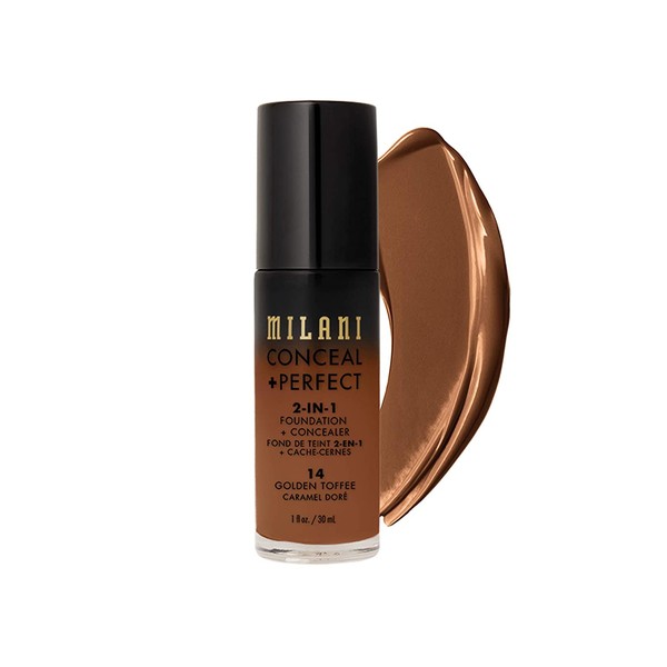 Milani Conceal + Perfect 2-in-1 Foundation + Concealer - Golden Toffee (1 Fl. Oz.) Cruelty-Free Liquid Foundation - Cover Under-Eye Circles, Blemishes & Skin Discoloration for a Flawless Complexion