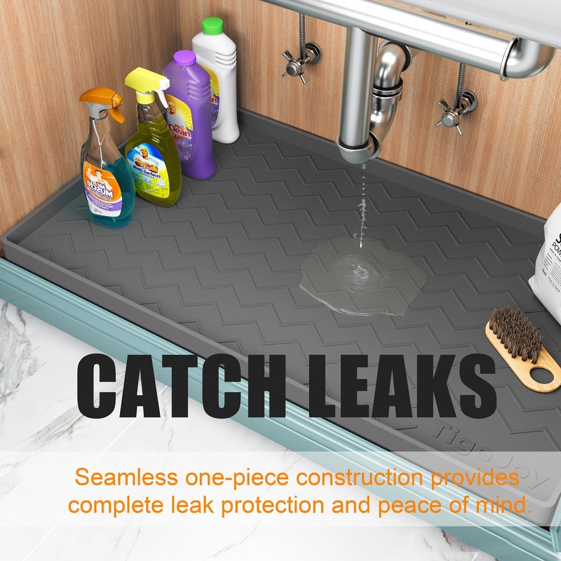 TigeJoy 19" x 19" Under Sink Mats for Kitchen Waterproof,
