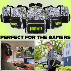 Fortnite Children's School Backpack Teenager Boys Adjustable Size Ideal for School Sports Leisure Gift Idea, Black Aop.