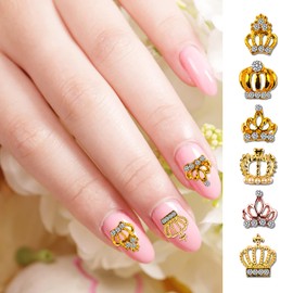 SILPECWEE 30pcs Crown Nail Charms Hollow Alloy Nail Jewels Nail Rhinestone Crystal Nail Diamond Charms for Nails 3d Nail Art Charms Nail Decoration for Nail Art Accessories