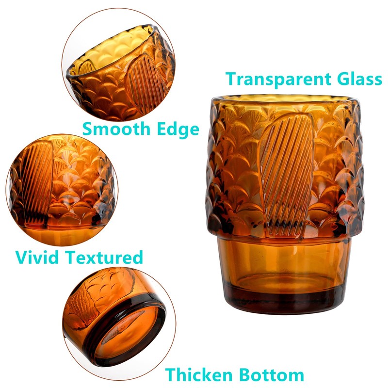 Frcctre Set of 4 Koi Fish Design Drinking Glasses, Stackable