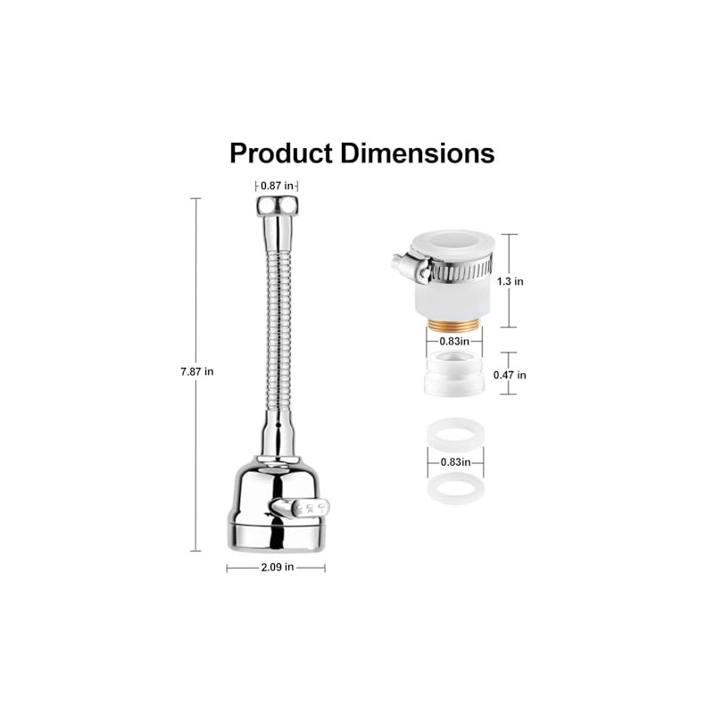 Faucet Sprayer Attachment，Kitchen Faucet Head Replacement 360° Rotatable 3-Speed Faucet