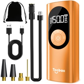 Tccbac Car Tyre Inflator Air Compressor Fast Car Tyre Pump Electric Bike Pump with Digital Pressure Gauge LED Light 150PSI Portable Air Pump for Car Tyres Motorbikes Balls