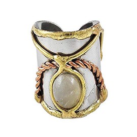 Snippets Jewelry Tri-Tone Curved Top Metal Cuff Ring