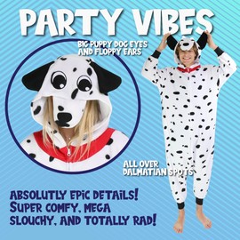 Funziez! One Piece Dalmatian Animal Pajamas - Plush Unisex Adult Cosplay Costume - (S) Black/White