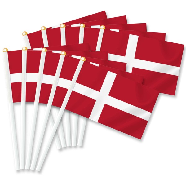 25PCS Danmark Handheld Small Flag,Denmark Danish Hand held Mini Decor