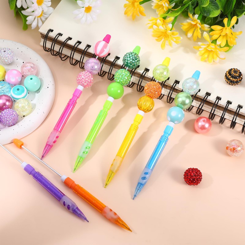 16Pcs Beadable Mechanical Pencils Bulk with 16 Lead Refills (8