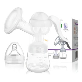 Leche Materna Extractor Lactancia Tiraleche Succión Manual Recolector Máximo 180mL Libre de BPA Biberón de Vaca 2en1 Almohadilla de Silicona transparente Pétalo Funda SIMUKY®