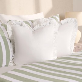 Highams Sofa Seat Cushions, Throw Pillow Scatter Cushions 45x45 Cushions Soft Decorative Sofa Cushions Chair Lounger, Faux Linen Frill 2 Pack White Cushions