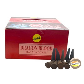 Sreevani Natural Masala Incense Cones and Holder Bundle, 120 Cones Total, Dragon Blood