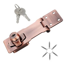 YFFSFDC Drawer Lock Key Door Lock Hardware Security Door Auxiliary Lock Padlock Bolt Lock Gate Aftermarket Latch Lock Screw Down Door Cabinet Cupboard 4" (Red)