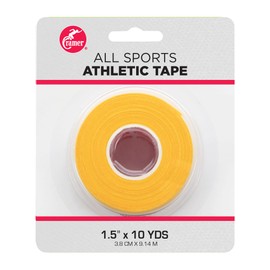 Cramer Team Color Athletic Tape, 1.5" x 10 Yards Gold, Easy Tear Sports Tape for Ankle, Wrist & Knee, Latex-Free Adhesive, Strong Support, Athletic Training Tape Roll