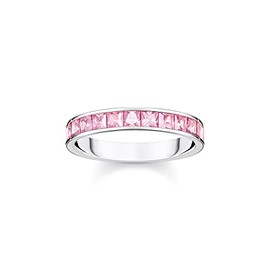 THOMAS SABO TR2358-051-9 Women's Ring with Pink Stones Pavé Silver 925 Sterling Silver, 50, Sterling Silver