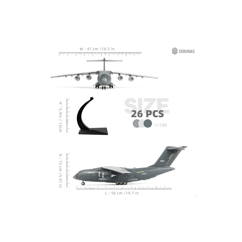 1:100 Scale Y-20 Transport Aircraft Quick Assembly Model Kit, Plastic