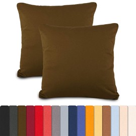 aqua-textil Classic Line Cushion Cover Set of 2 65 x 65 cm Dark Brown Cotton Cushion Cover Zip Jersey Cushion Cover