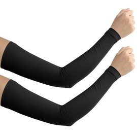 Cinece Arm Cover, Arm Cover, Cooling Sensation, UV Protection, Mesh Material, Sports, Sunburn Prevention, Stylish, Long, Men's, Women's, Summer, Sweat Absorbent, Quick Drying, straight black
