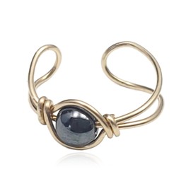 14k Gold Filled Hematite Gemstone Huggie Clip On Ear Cuff - No Piercing Needed