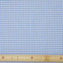 KIYOHARA 53000 Fabric, Cloth, Gingham, Check, Medium, Cotton, 43.3 inches (110 cm) Width x 3.3 ft (1 m) Cut Col.202, Light Blue