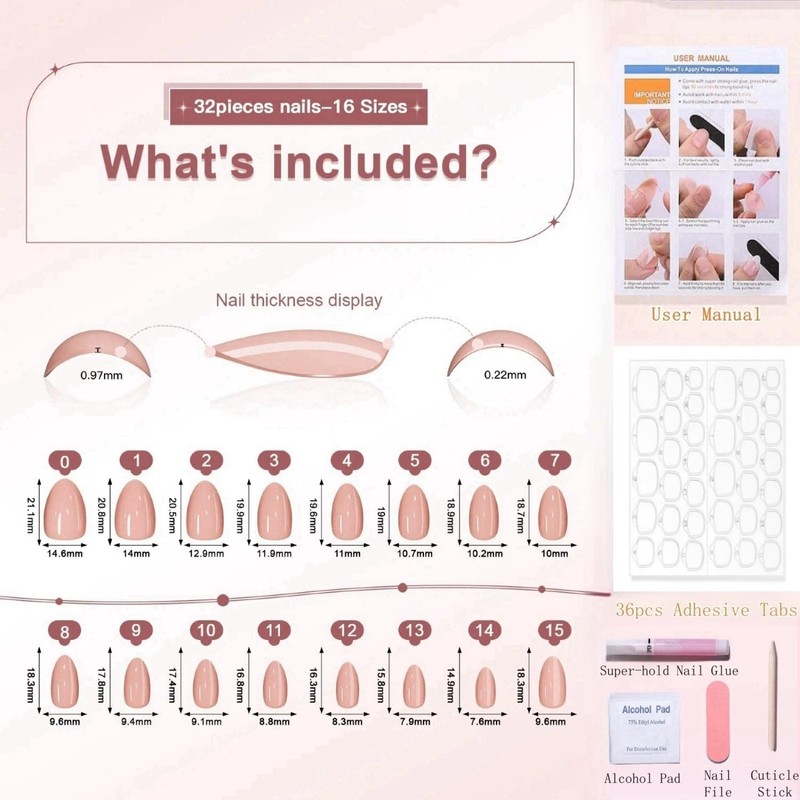 Short Press On Nails, Stick On Nails with Glue in