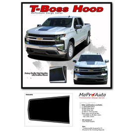 Original Trail BOSS Hood : Compatible with 2019-2025 Chevy Silverado Hood Decal Vinyl Graphic Stripe Kit (Fits All Models) (02 Gloss Black – Wet Install)