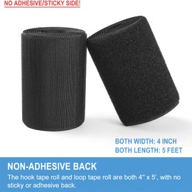 4in x 5ft | Sew On Hook and Loop Strips for Fabric | Non-Adhesive Hook & Loop Roll for Clothes Sewing