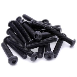 M8 (8mm x 16mm) Hex Socket Button Machine Screw (Bolt) - Black Steel (Pack of 20)